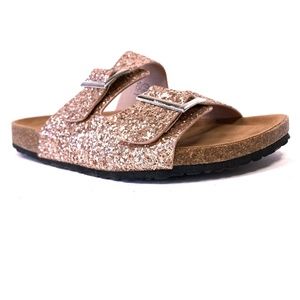 Glitter Rose Gold Buckle Sandal